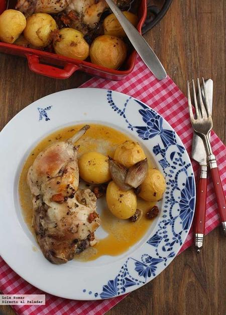 Pollo asado con chorizo y patatitas