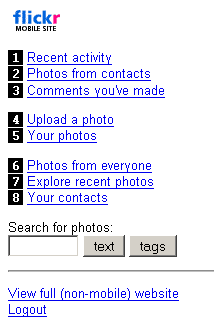 Versión móvil de Flickr