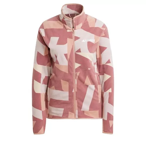 adidas Mujer Terrex Multi Printed Full Zip Fleece Jacket, Wonder Beige/Burgundy, M