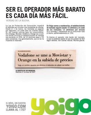 Imagen de la semana: Yoigo no sube sus tarifas