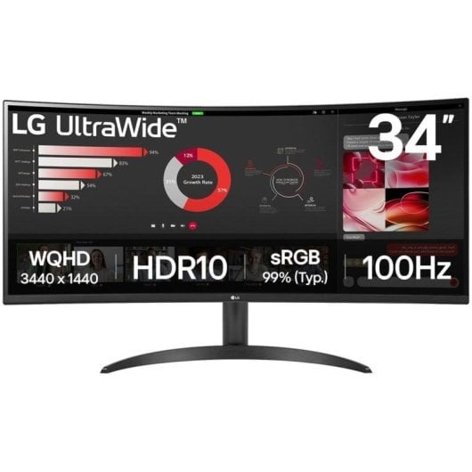 LG 34WR50QK-B 34" LED VA UltraWide QHD 100Hz FreeSync Curva