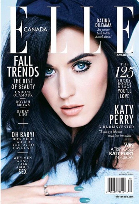 Katy Perry en modo azul pitufo para Elle: y de paso, ¡recadito para Rihanna!