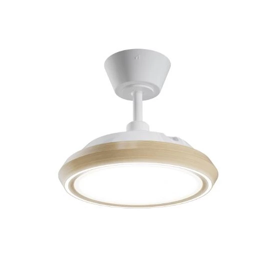 Ventilador de techo con luz silencioso DC 26W con mando ø70 cm Kira SULION marrón y blanco luz CCT 3 aspas retráctiles tipo lámpara| 6 velocidades| modo verano/invierno| brisa| temporizador| recomendado para <13m²
