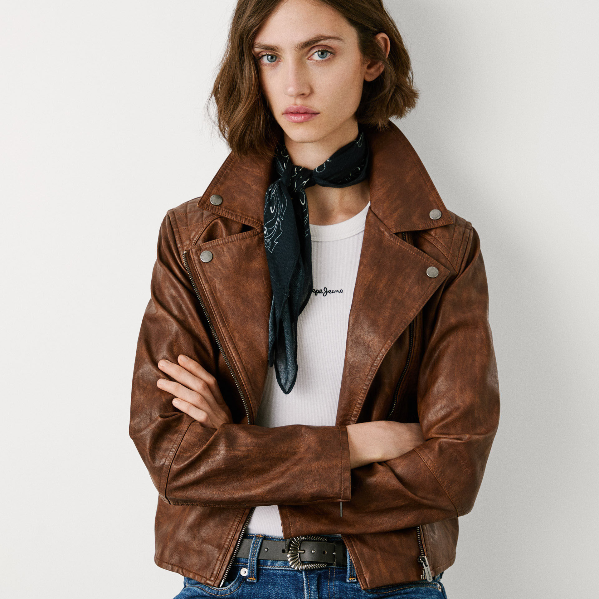 cazadora biker efecto piel 