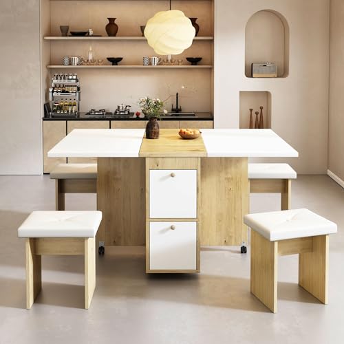 Oslghy Juego de Comedor Mesa y 4 Sillas