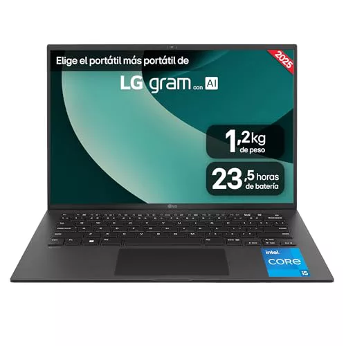 LG gram 16ZD90RU-G.AX55B - Ordenador Portátil 16", Intel Core i5-1334U, 16 GB RAM, 512 GB SSD, Pantalla IPS WQXGA (2560x1600), FreeDOS, 1,2 kg, hasta 23,5 h de Autonomía, Negro