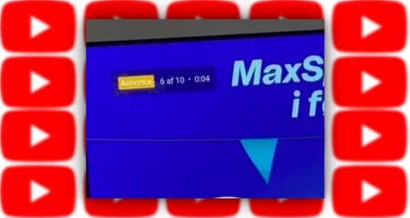 Captura en la que se aprecian los 10 anuncios previos a un vídeo de YouTube