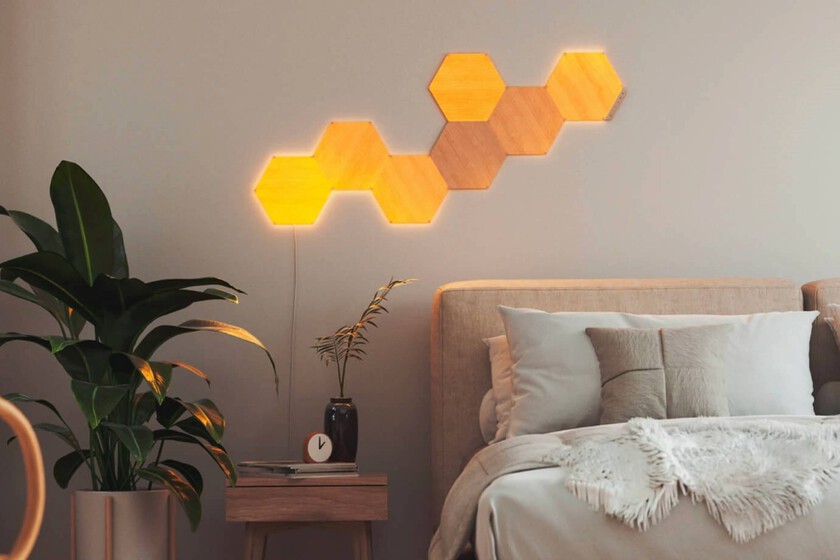 kit paneles Nanoleaf en madera