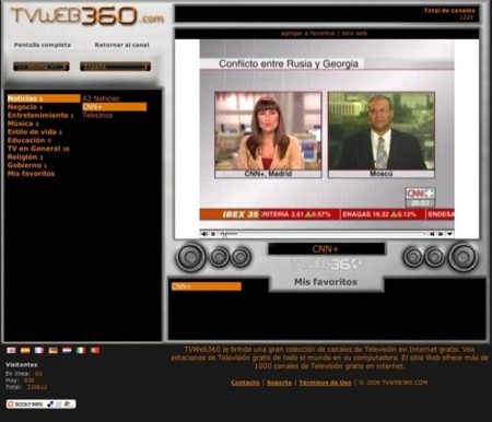 TVWeb360, otra opción para ver canales de televisión por Internet