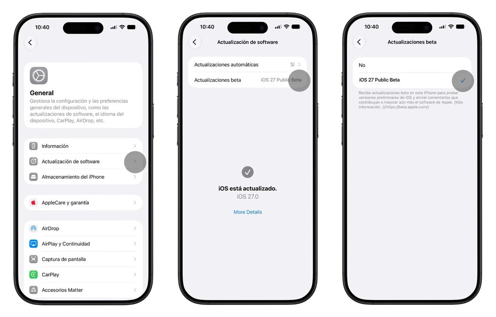 Ya puedes instalar gratis la beta pública de iOS 27 en tu iPhone con la ...