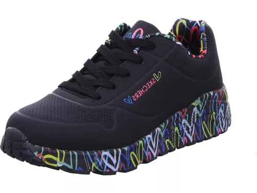 Skechers Uno Lite Lovely Luv, Zapatillas de Deporte, Negro (Black Synthetic Multi Trim), 39 EU