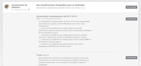 Apple lanza actualización complementaria de OS X 10.8.5, iTunes 11.1.1 y Firmware SMC del MacBook Air
