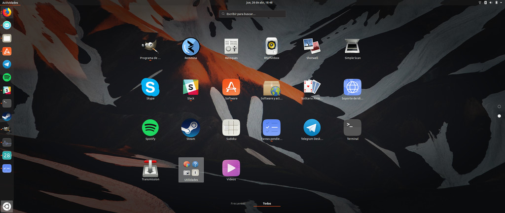 Aplicaciones Menu Ubuntu 18 04