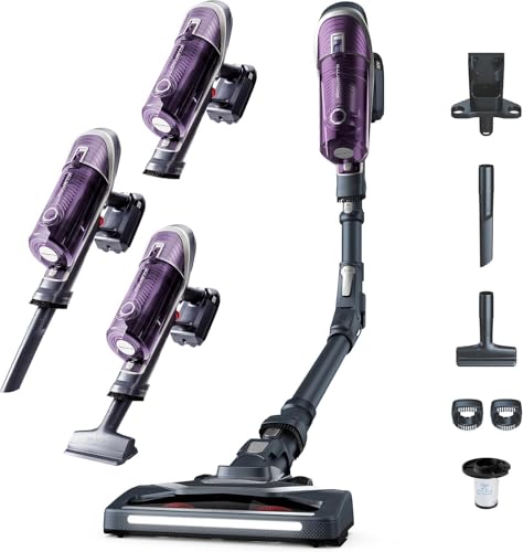 Rowenta XForce Flex 8.60 Allergy Care - Aspiradora escoba sin cable con gran potencia, batería extraíble de 22 V hasta 35 minutos de autonomía, tubo flexible y sistema led en el cabezal RH9638