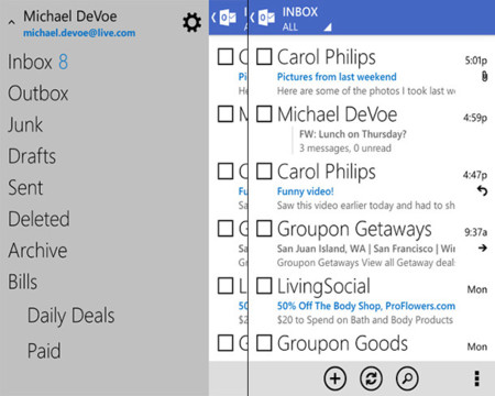 Outlook.com para Android se actualiza con nueva interfaz al estilo Windows Phone