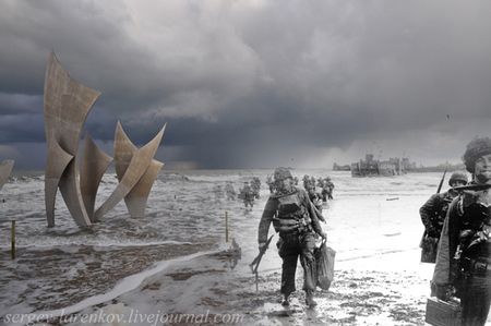 Mezclando fotografías de la Segunda Guerra Mundial con fotografías actuales