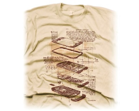 Camiseta con el iPhone al más puro estilo manuscrito de Da Vinci