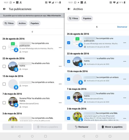 Facebookのアクティビティ管理