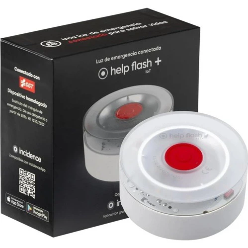 Baliza de Emergencia Help Flash IOT Plus Blanca Geolocalización LED App
