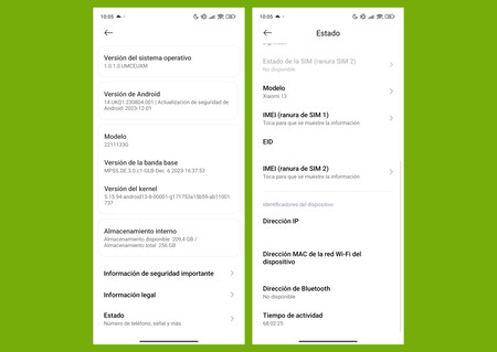 Android tiempo encendido uptime HyperOS