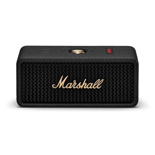 Marshall Emberton III Altavoces Bluetooth portátiles, inalámbricos, Emparejables, IP67 Resistentes al Polvo y al Agua, más de 32 Horas de Tiempo de reproducción - Negro y latón