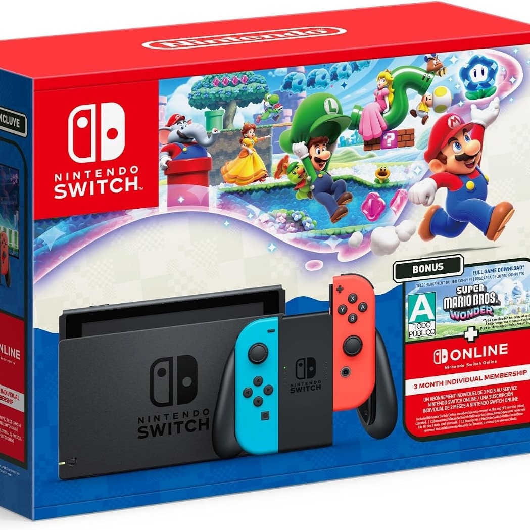 Consola Nintendo Switch 32 GB más Super Mario Bros Wonder y 3 Meses de suscripción Online