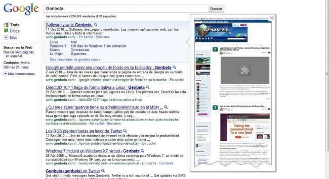 google busquedas vista previa