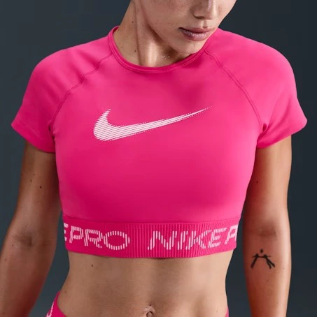 Nike Pro Crop top de manga corta Dri-FIT con estampado - Mujer