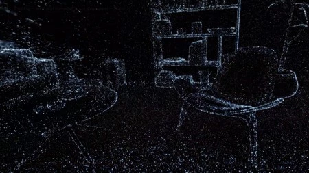 iPad Pro (2020) LiDAR センサーによって検出された 3D 体積点群