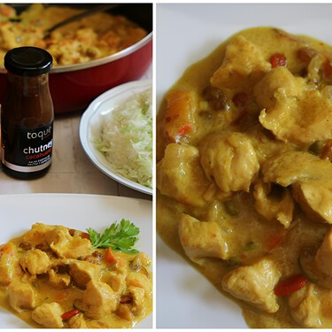 Receta de pollo con curry Korma y mermelada de melocotón