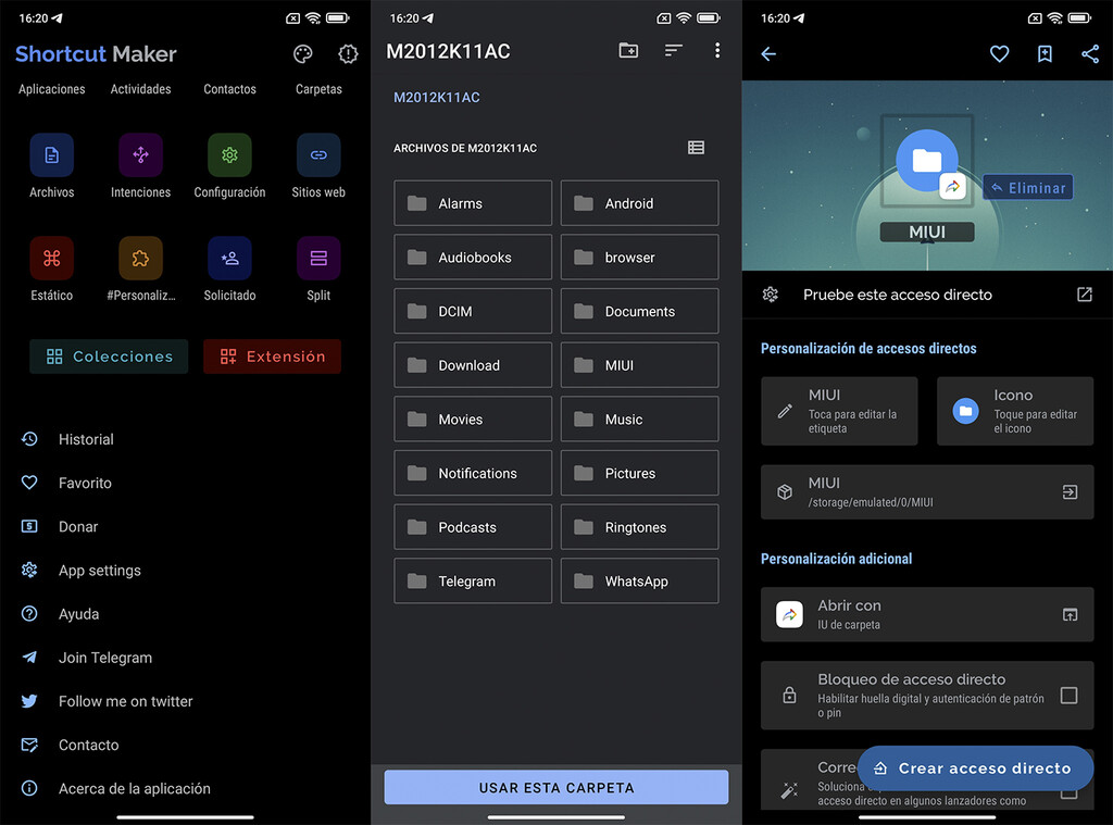Con esta app puedes crear accesos directos a cualquier archivo, menú o ...