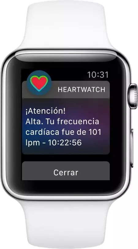 安静時の心拍数が高すぎる場合、HeartWatch が警告を発します。