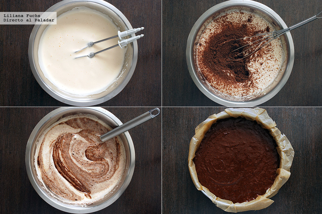 Pastel jugoso de chocolate, avellana y almendra. Receta de postre fácil