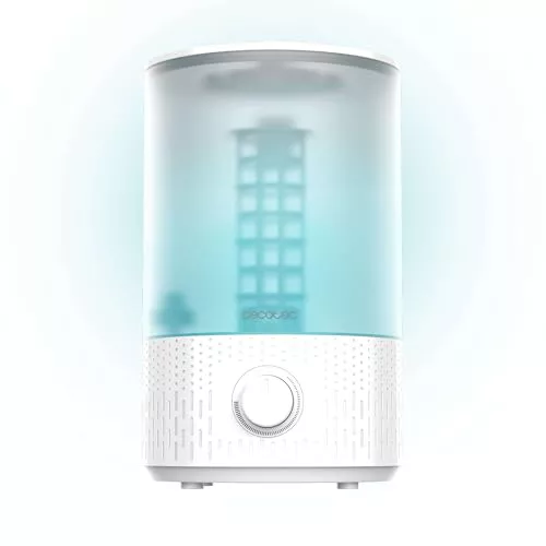 Cecotec Humidificador de Agua Breezecare 2500 Light. 27W, Humidificación Máxima 250ml/h, Depósito de 2,5L, Rueda de Control, Luz LED, Uso Seguro y Saludable, Cobertura hasta 30m²