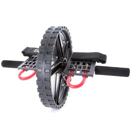 66fit Power Wheel - Rodillo de ejercicio abdominal y abdominal, color negro