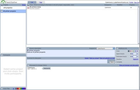 Task2Gather, gestor de proyectos y tareas un tanto minimalista