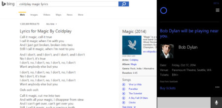 Novedades musicales en Bing y Cortana: letras de canciones y avisos de conciertos