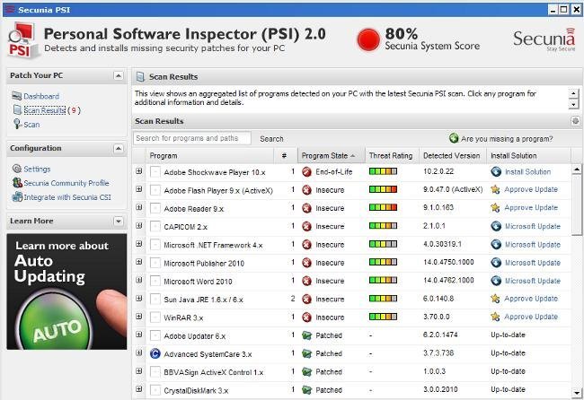 Secunia PSI 2.0, la nueva versión del software personal de seguridad