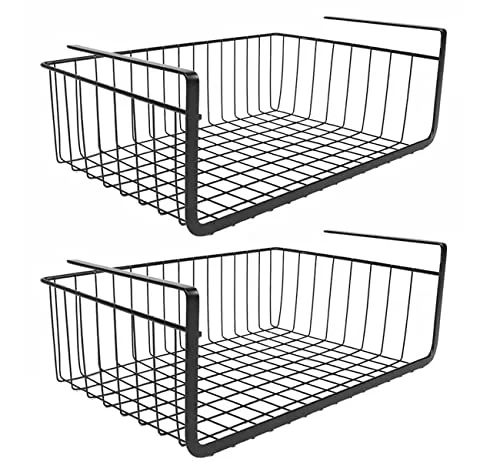 2 cestas de armario de metal negro para cocina