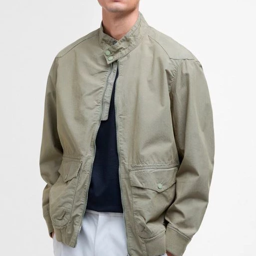 Chaqueta de hombre lisa con bolsillos y cierre cremallera
