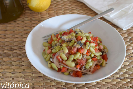 Ensalada de alubias verdinas con sardinas: receta saludable