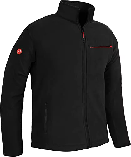ACE Chaqueta Polar - Cálida Chaqueta Outdoor para Hombre - Chaqueta para Hombre sin Capucha - Cremallera y Tres Bolsillos - Negro - 4XL