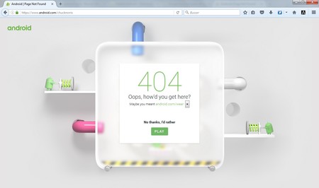 Disfruta del error 404 de la web de Android con este minijuego