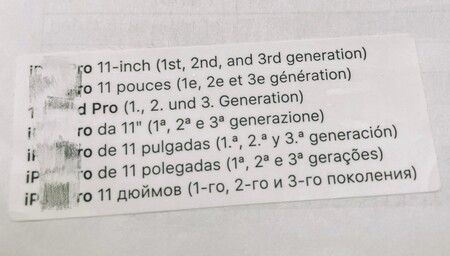 Un "iPad Pro de 11 pulgadas de tercera generación" aparece mencionado en etiquetas