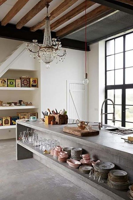 17 cocinas modernas con encimera de cemento Imagenes de cocinas integrales de concreto con madera