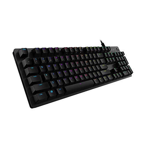 Logitech G512 Teclado Gaming Mecánico, RGB LIGHTSYNC, Teclas retroiluminadas, GX-Linear Rojo, Aleación de Aluminio, Teclas F Personalizables, Paso de USB, Disposición QWERTY US - Carbón/Negro