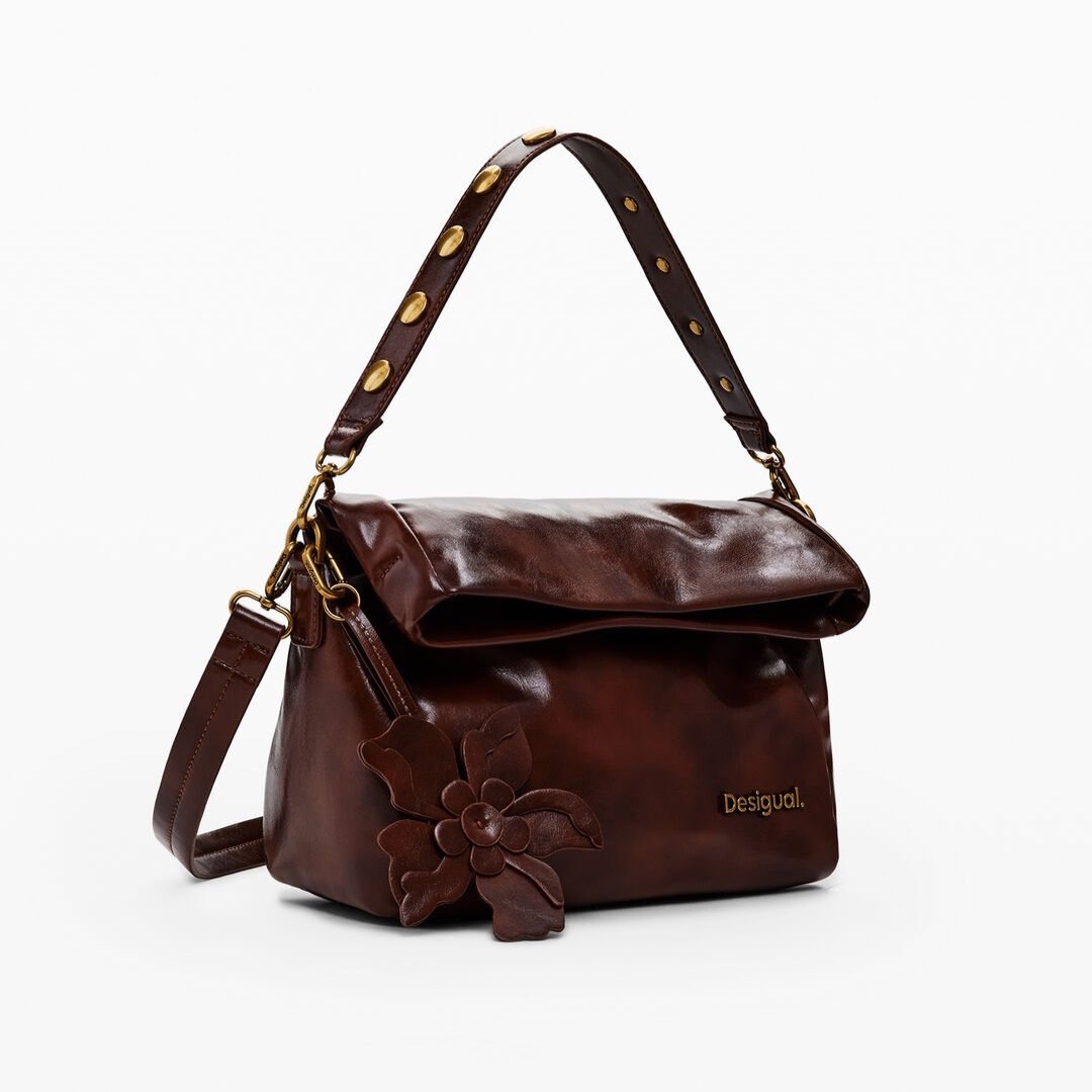 Bolso mediano brillante flor