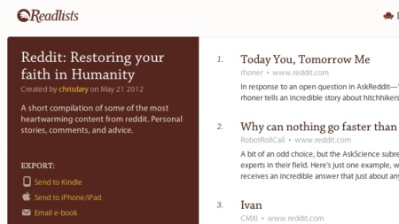 Readlists, agrupa páginas web y crea un ebook gratuito con ellas