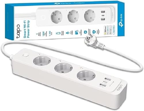 Tapo P300 Regleta inteligente de Wi-Fi con 3 Enchufes y 3 USB, Carga rápida de 18 W, Compatible con Alexa y Google Home, Regleta Alexa Programable con Función de Temporizador