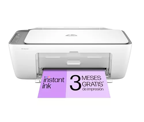 HP DeskJet 2820e 588K9B, Impresora multifunción de inyección de tinta A4 a color, Conexión Wi-Fi, Impresión a doble cara manual, Hasta 7,5 ppm, 3 meses de impresión Instant Ink con HP+, Blanca